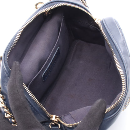 マトラッセ ココマーク チェーンショルダーバッグ レザー ネイビー ゴールド金具 シャネル バッグ CHANEL