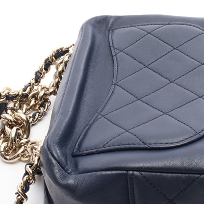 マトラッセ ココマーク チェーンショルダーバッグ レザー ネイビー ゴールド金具 シャネル バッグ CHANEL