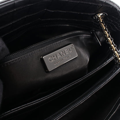 マドモアゼル ボーリングバッグ チェーンショルダーバッグ クロコダイル ブラック コンビ金具 バッグ CHANEL