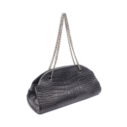 マドモアゼル ボーリングバッグ チェーンショルダーバッグ クロコダイル ブラック コンビ金具 バッグ CHANEL
