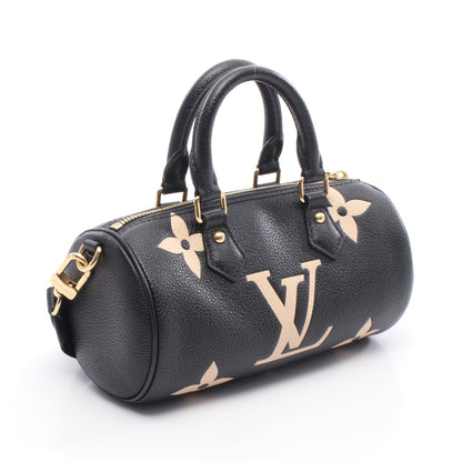 パピヨンBB バイカラーモノグラムアンプラント ハンドバッグ レザー ブラック ベージュ 2WAY バッグ LOUIS VUITTON