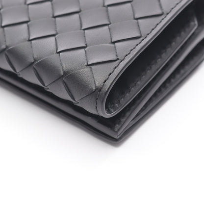 イントレチャート 三つ折り財布 レザー ブラック ボッテガヴェネタ 財布・小物 BOTTEGA VENETA