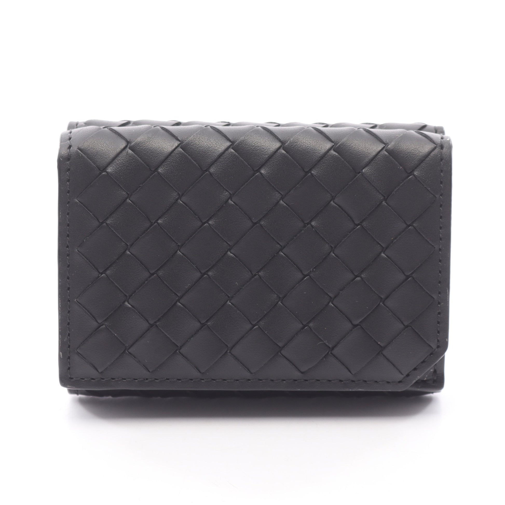 イントレチャート 三つ折り財布 レザー ブラック ボッテガヴェネタ 財布・小物 BOTTEGA VENETA