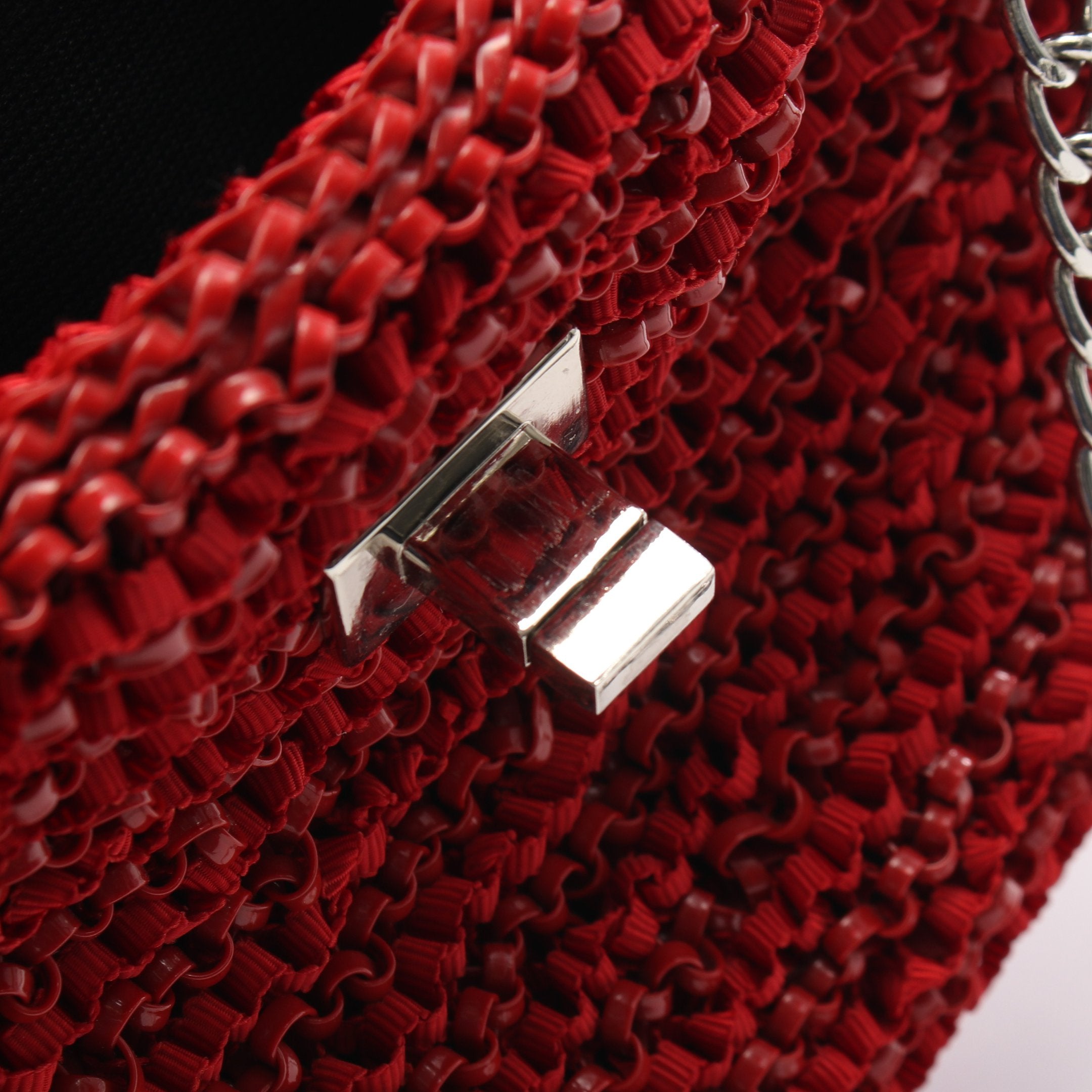 あんぱん　赤100 中生500 ワイヤーバッグ ハンドバッグ PVC ファブリック エナメルレザー レッド