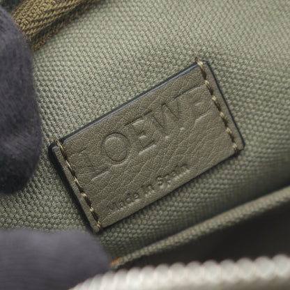 MILITARY MESSENGER SIGNAT ミリタリー メッセンジャーバッグ XS ショルダーバッグ キャンバス レザー カーキグリーン ロエベ バッグ LOEWE