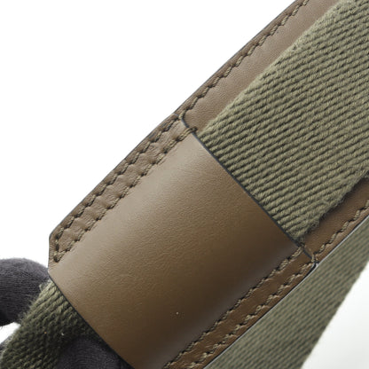 MILITARY MESSENGER SIGNAT ミリタリー メッセンジャーバッグ XS ショルダーバッグ キャンバス レザー カーキグリーン ロエベ バッグ LOEWE