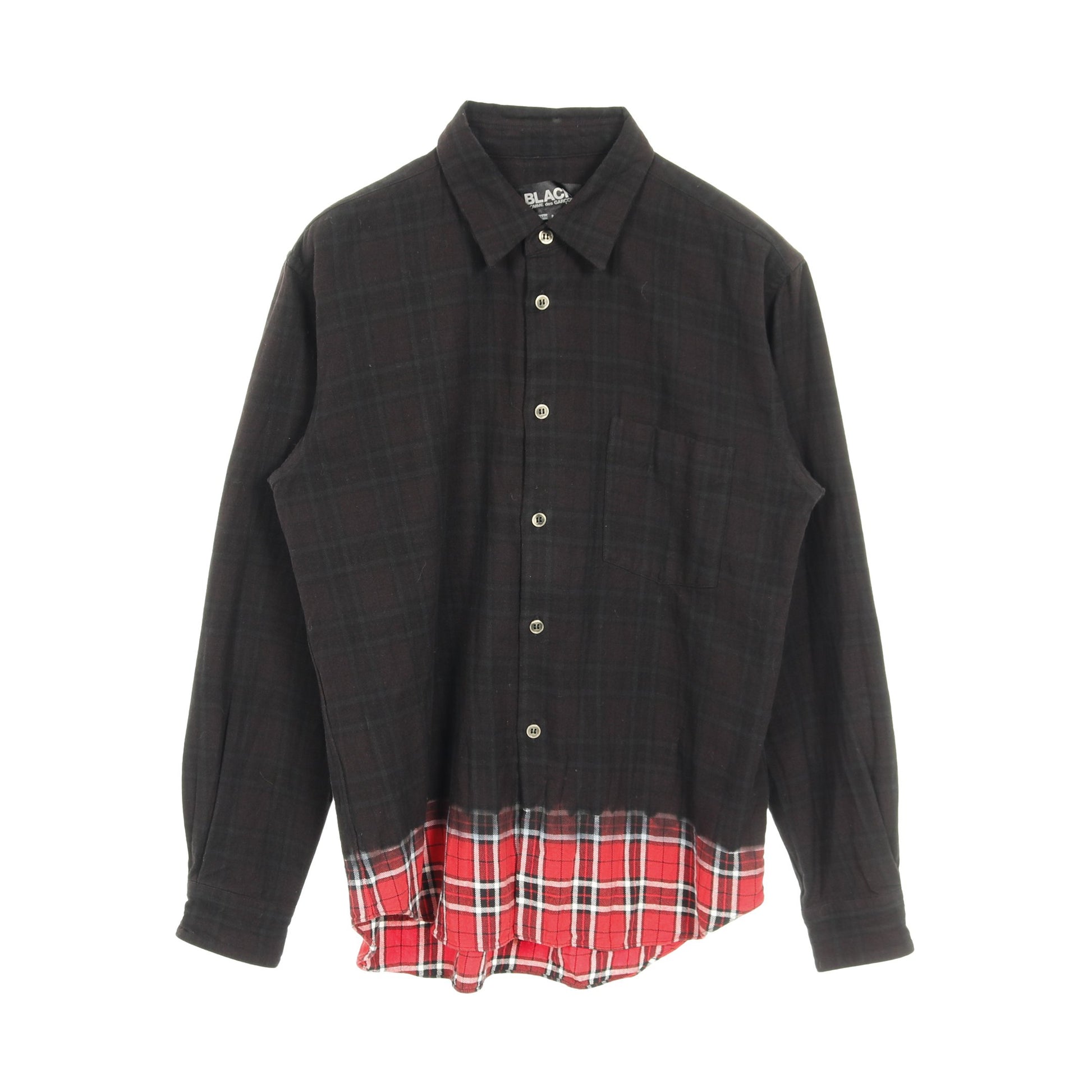 ネルシャツ 長袖 チェック コットン ブラック レッド ホワイト ブラックコムデギャルソン トップス BLACK COMME des GARCONS