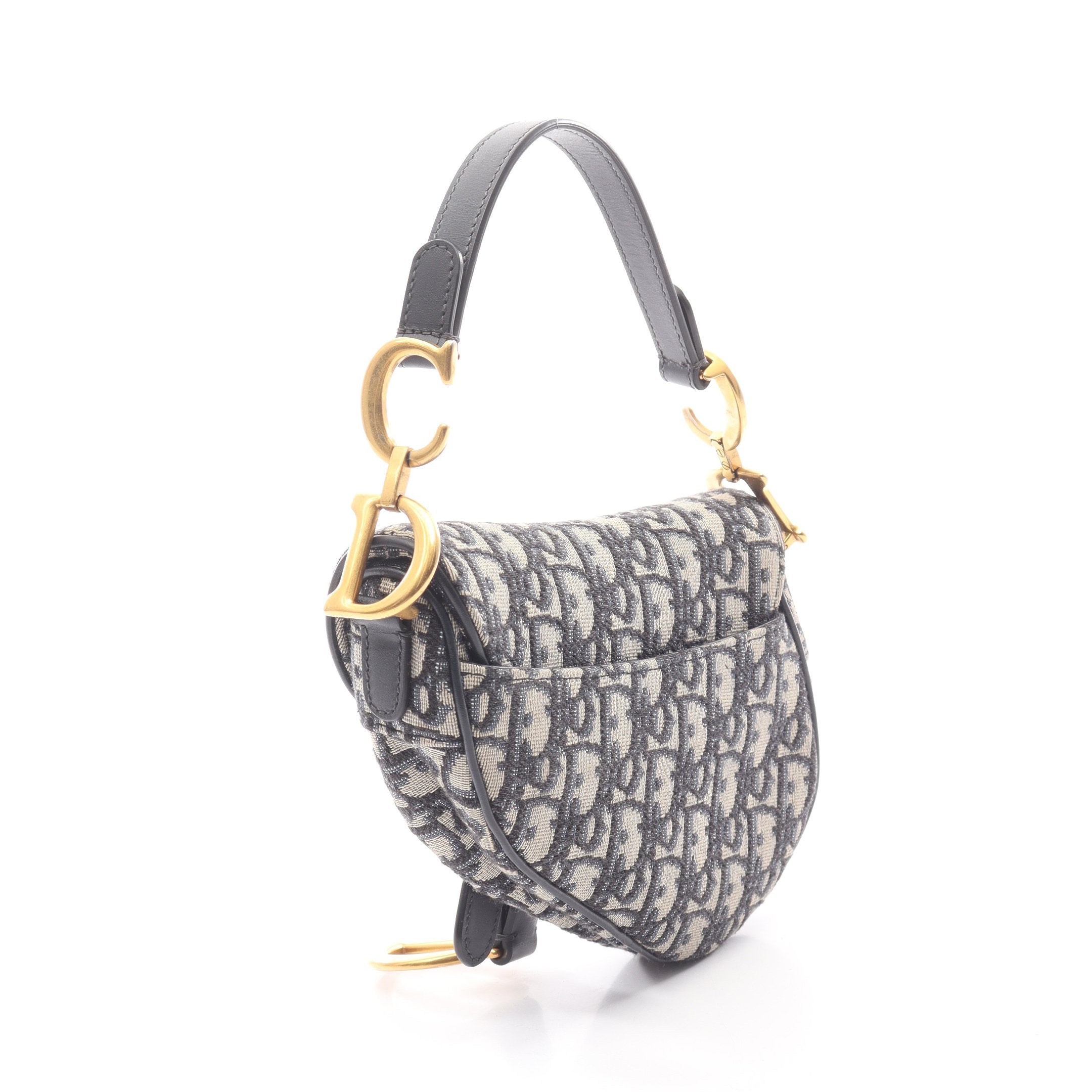 Christian Dior サドルバッグ ネイビー/ベージュ クリスチャン