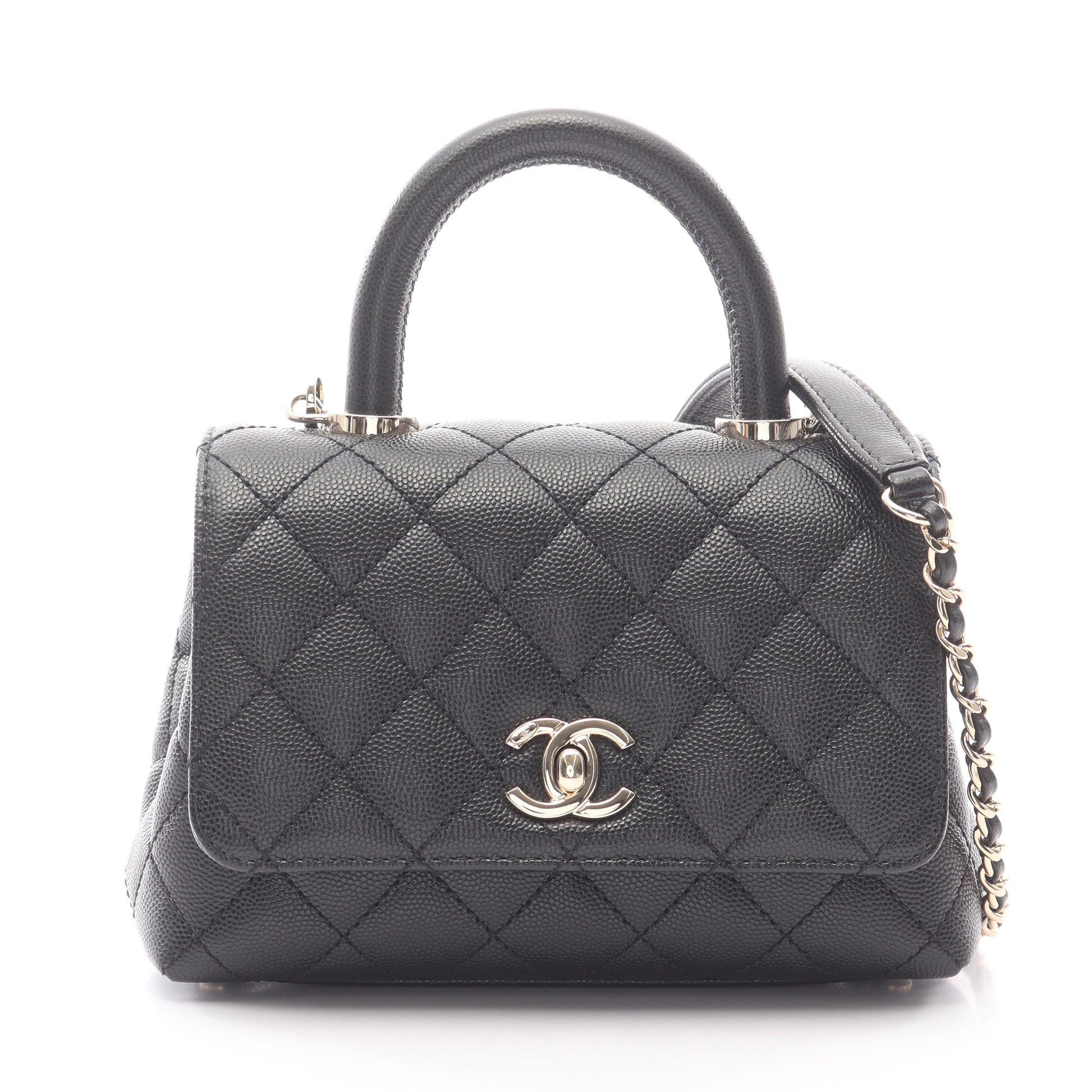ココハンドルXXS トップハンドル ハンドバッグ キャビアスキン ブラック ゴールド金具 2WAY シャネル バッグ CHANEL