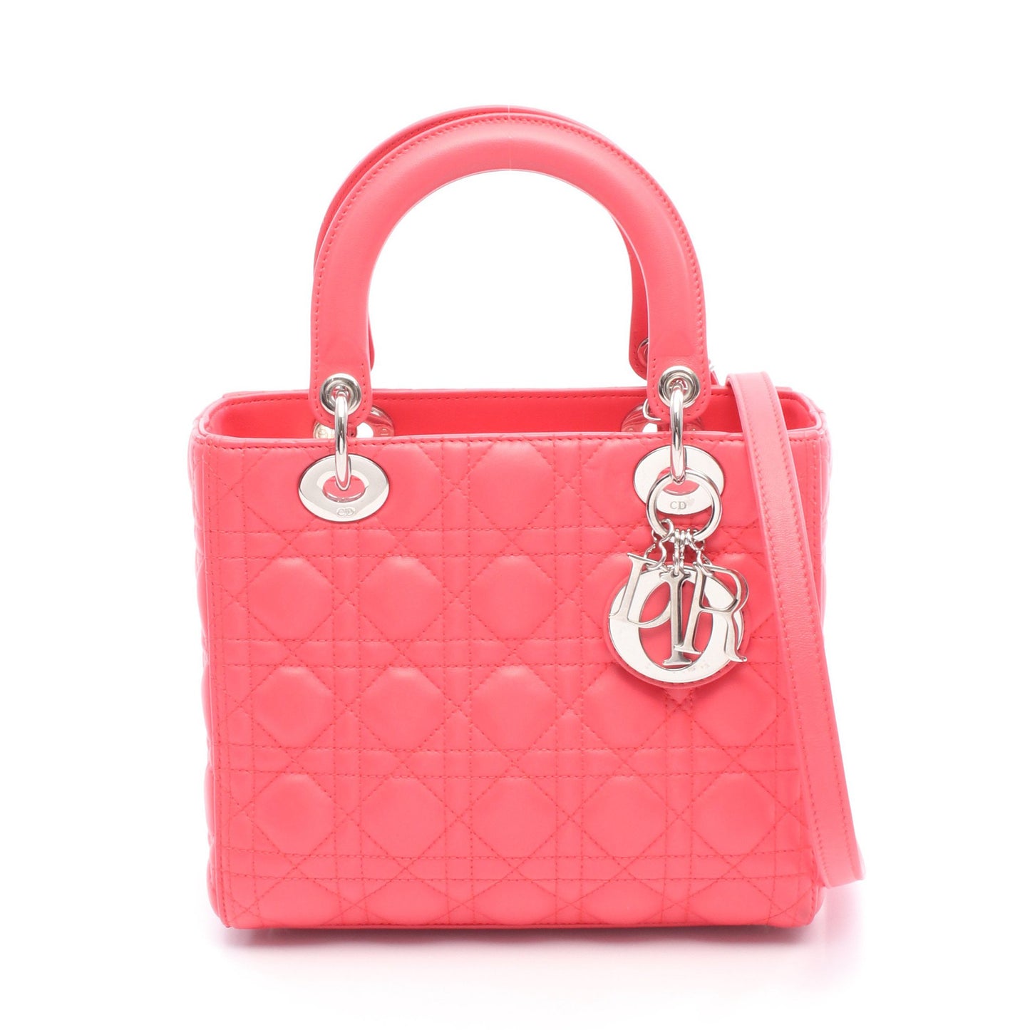 LADY DIOR レディディオール カナージュ ハンドバッグ レザー ピンク 2WAY クリスチャンディオール バッグ Christian Dior