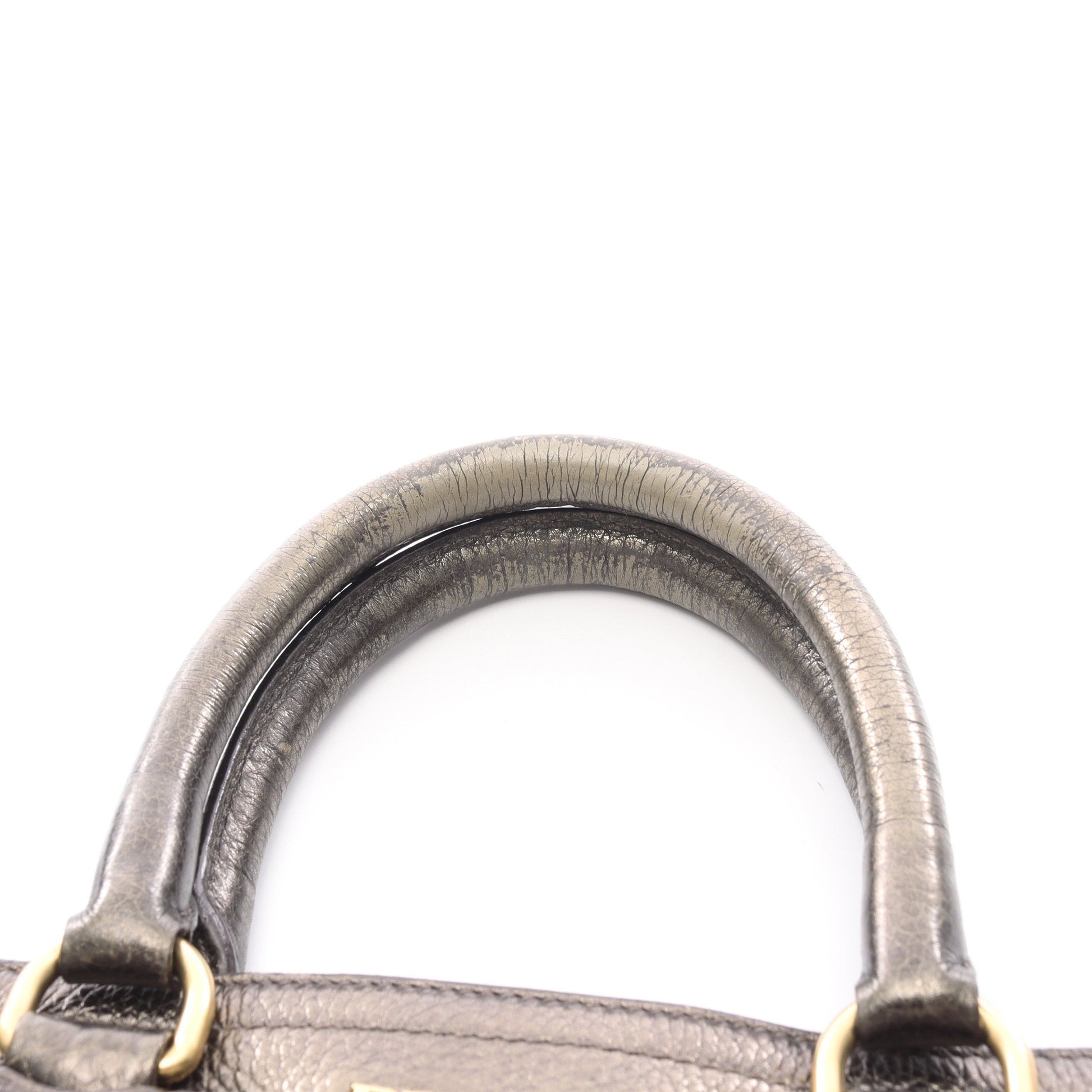 ハンドバッグ レザー カーキブラウン 2WAY メタリック プラダ バッグ PRADA