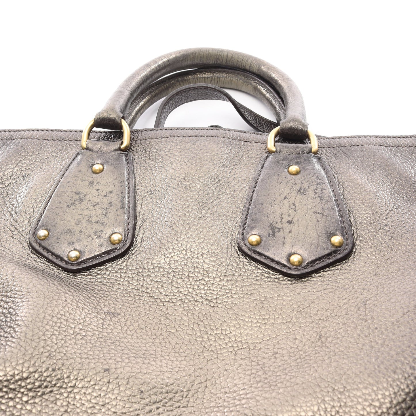 ハンドバッグ レザー カーキブラウン 2WAY メタリック プラダ バッグ PRADA