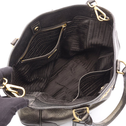 ハンドバッグ レザー カーキブラウン 2WAY メタリック プラダ バッグ PRADA