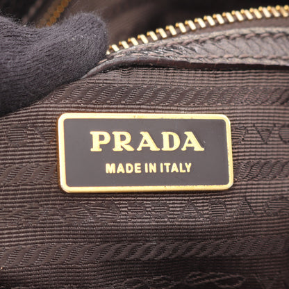 ハンドバッグ レザー カーキブラウン 2WAY メタリック プラダ バッグ PRADA