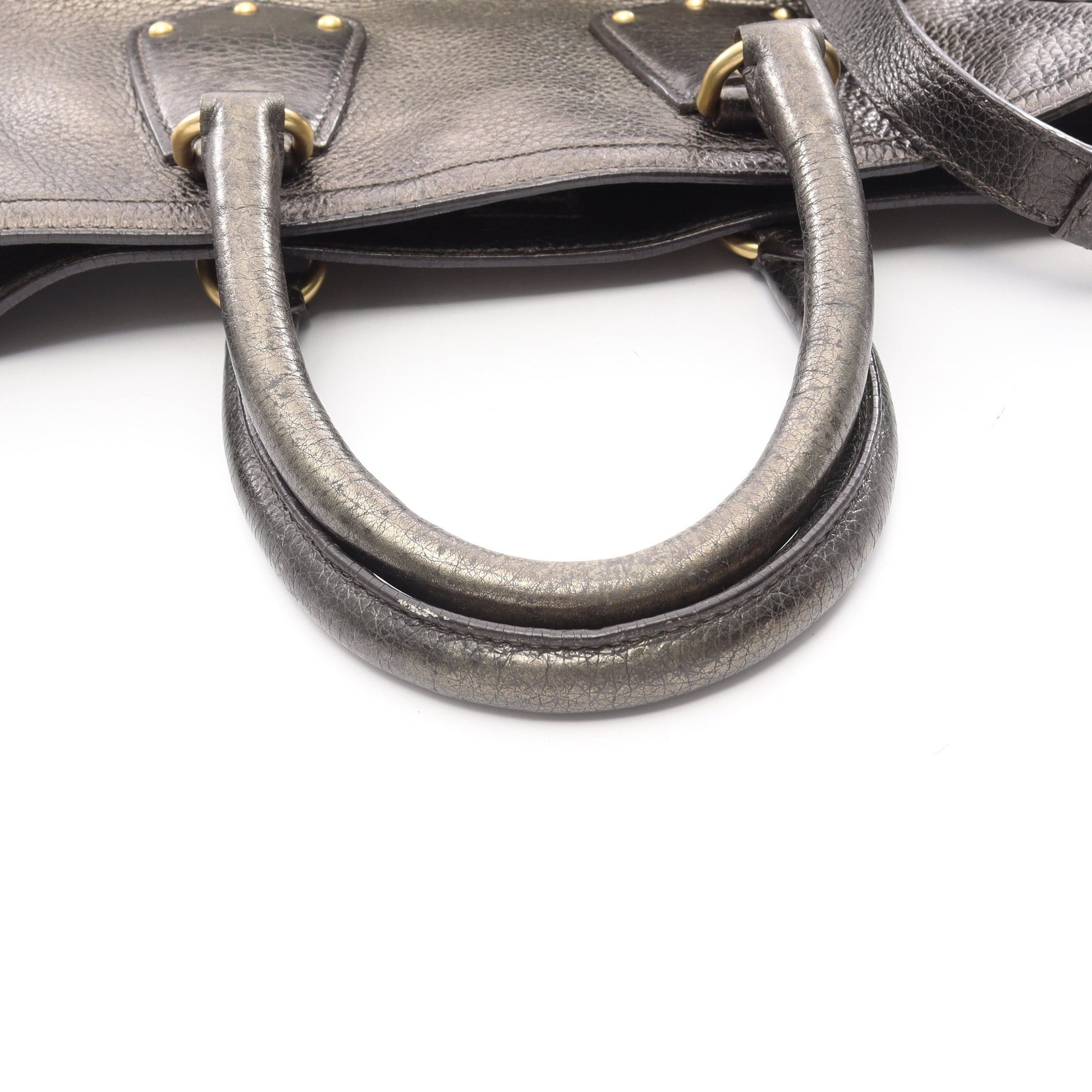 ハンドバッグ レザー カーキブラウン 2WAY メタリック プラダ バッグ PRADA