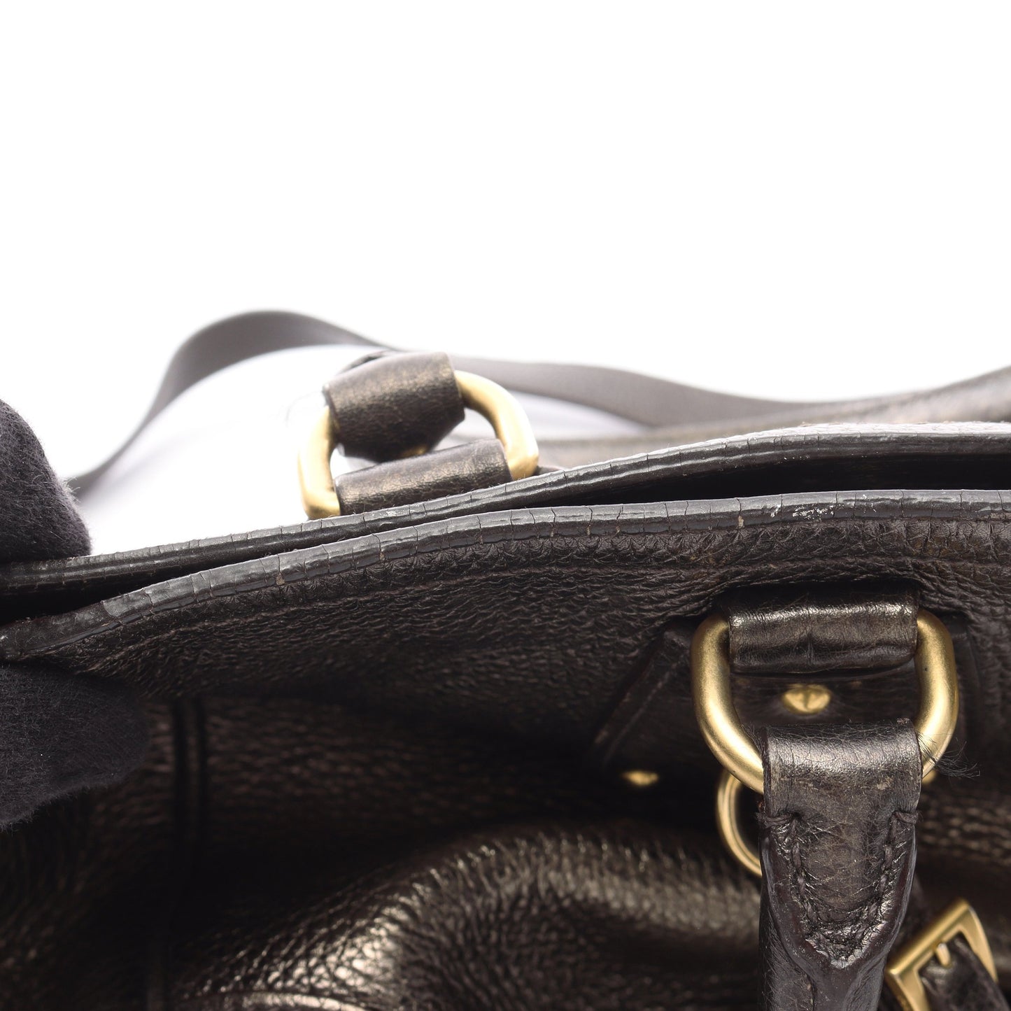 ハンドバッグ レザー カーキブラウン 2WAY メタリック プラダ バッグ PRADA