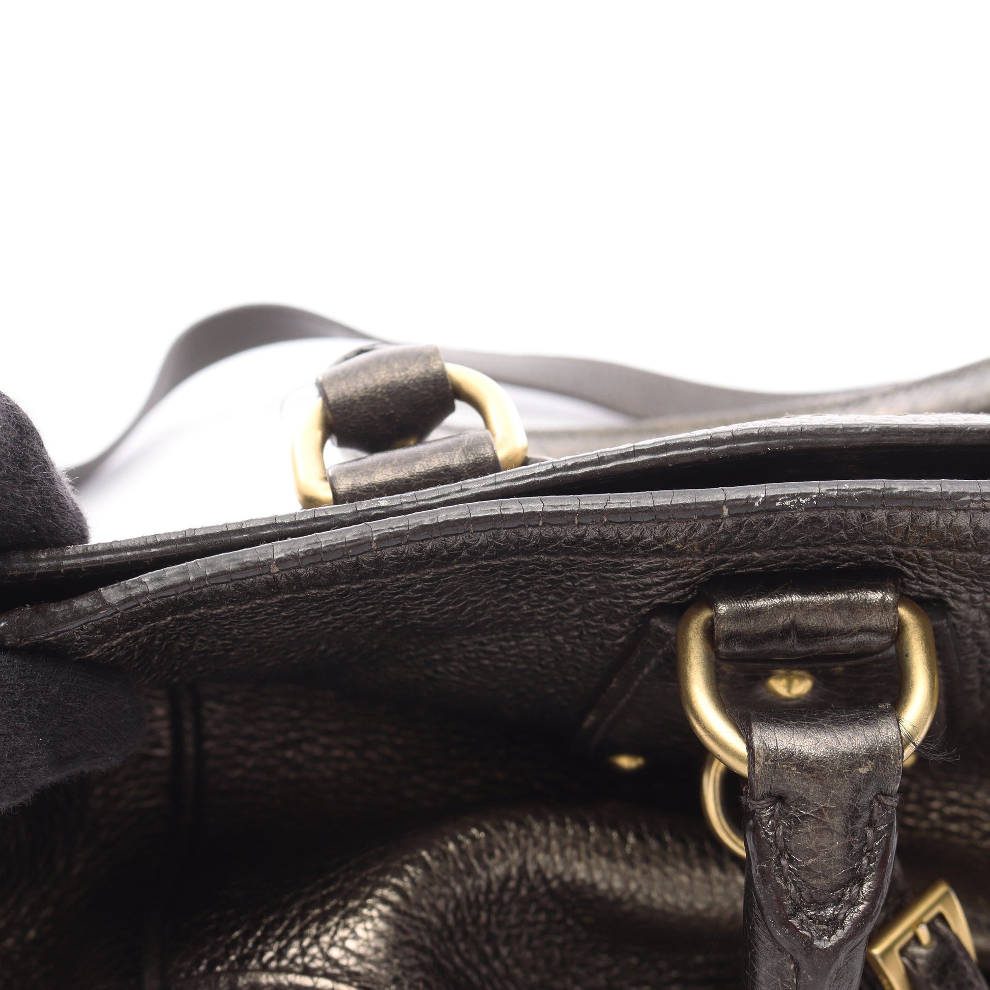 ハンドバッグ レザー カーキブラウン 2WAY メタリック プラダ バッグ PRADA