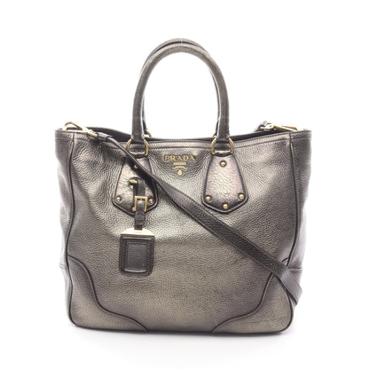 ハンドバッグ レザー カーキブラウン 2WAY メタリック プラダ バッグ PRADA