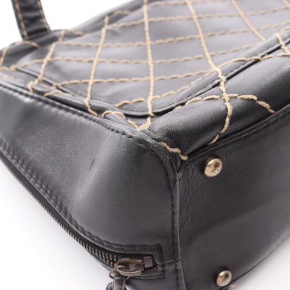 ワイルドステッチ ハンドバッグ レザー ブラック ゴールド金具 シャネル バッグ CHANEL
