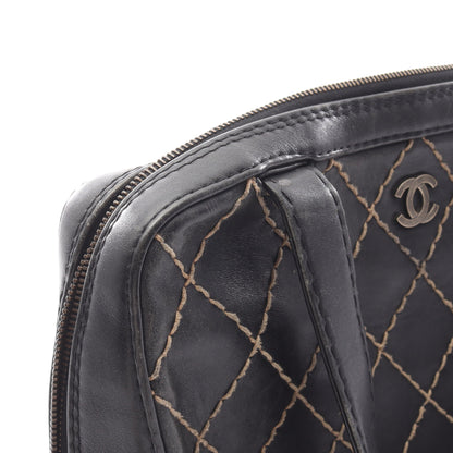 ワイルドステッチ ハンドバッグ レザー ブラック ゴールド金具 シャネル バッグ CHANEL