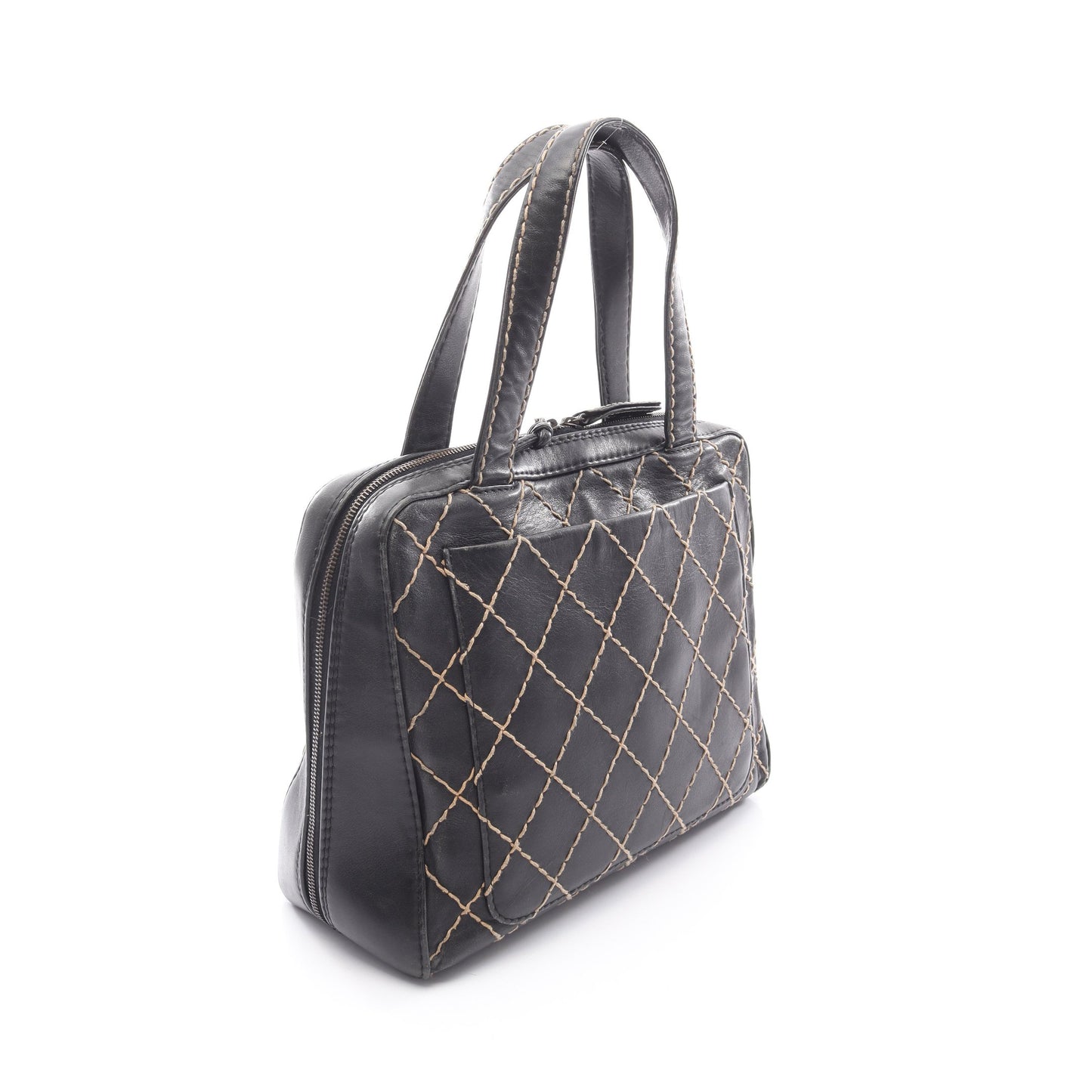 ワイルドステッチ ハンドバッグ レザー ブラック ゴールド金具 シャネル バッグ CHANEL