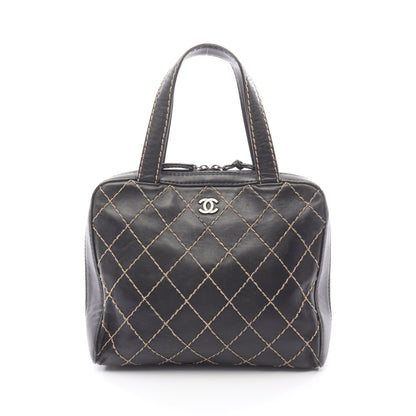 ワイルドステッチ ハンドバッグ レザー ブラック ゴールド金具 シャネル バッグ CHANEL