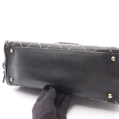 ワイルドステッチ ハンドバッグ レザー ブラック ゴールド金具 シャネル バッグ CHANEL