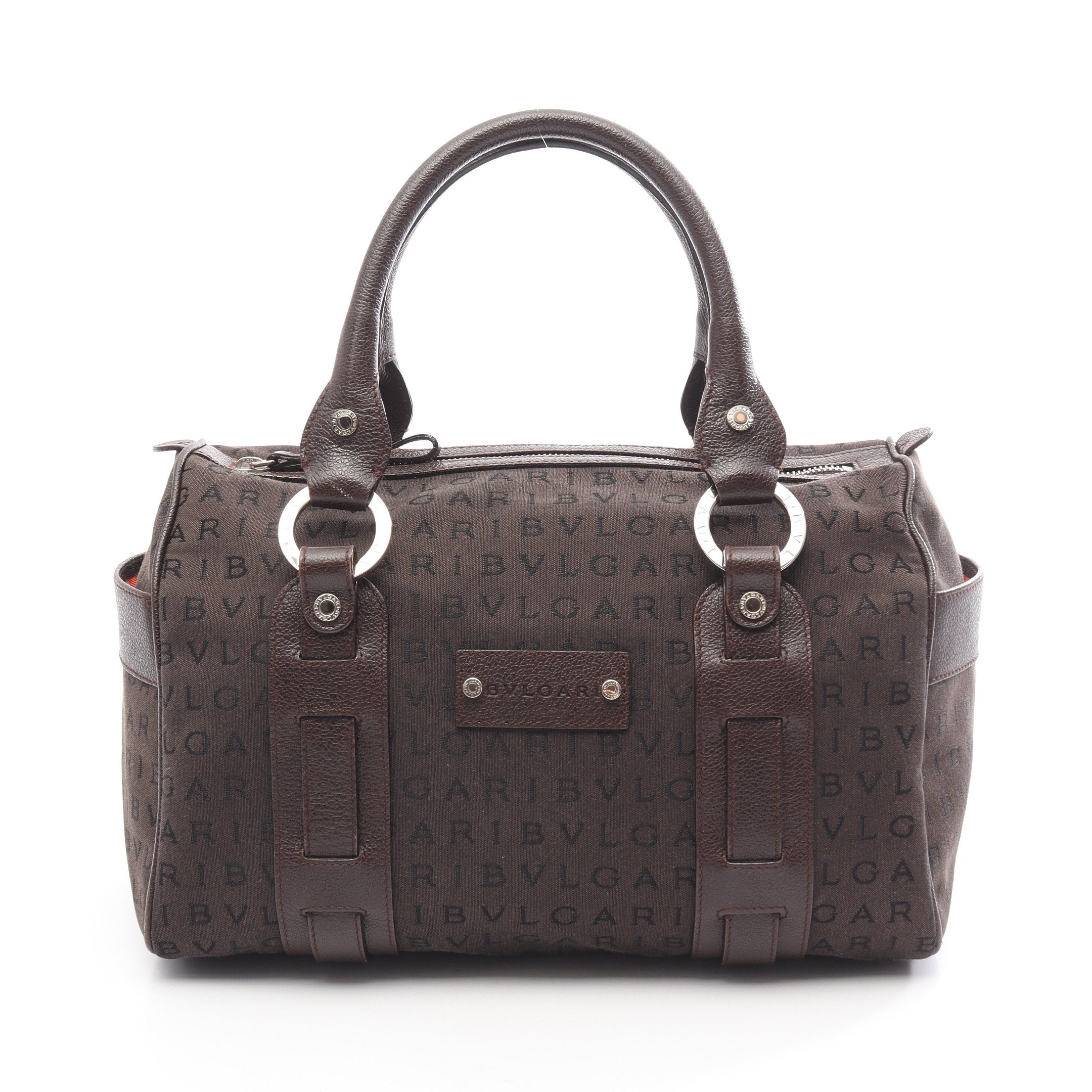 BVLGARIブラウンレザー ボストンバッグ