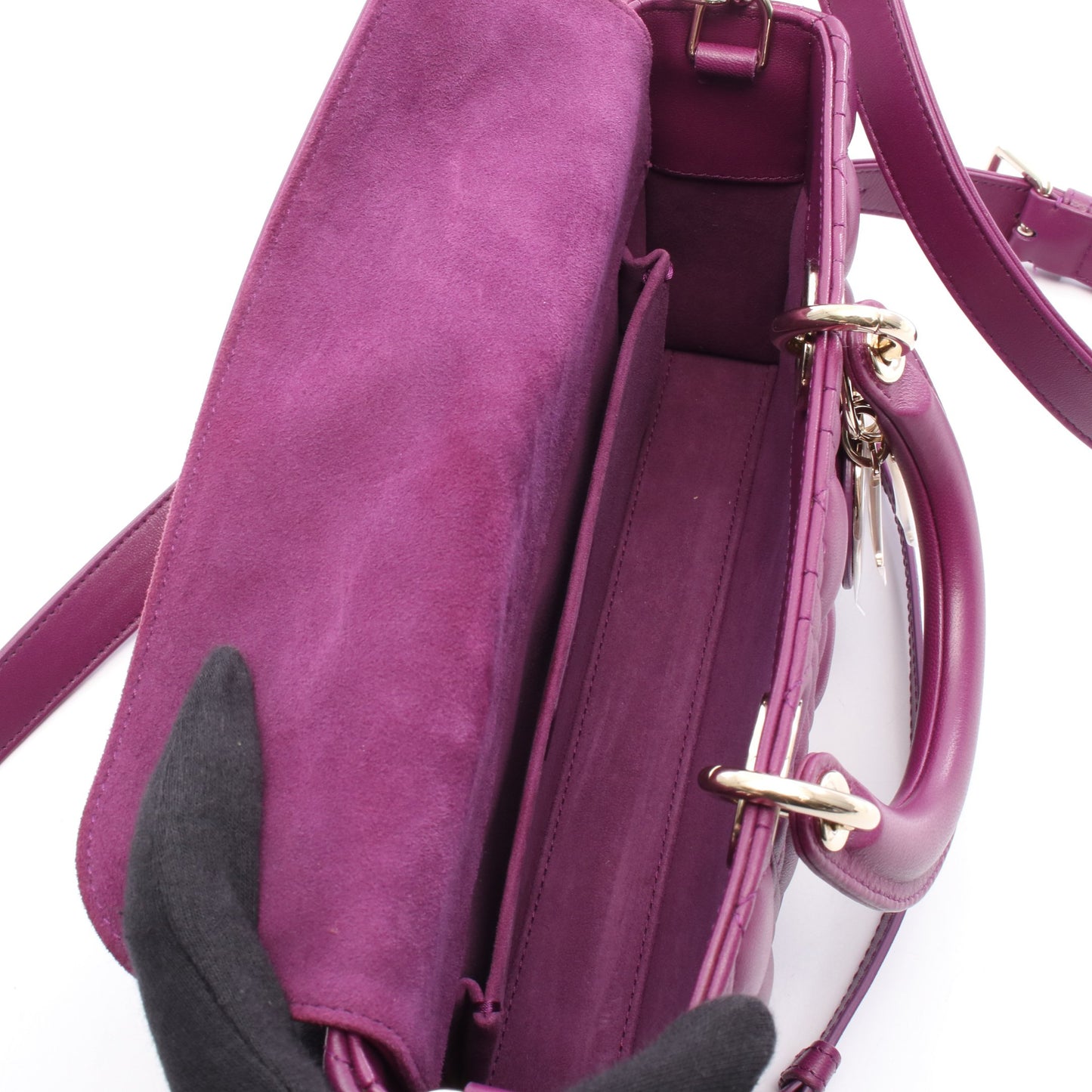 Lady D-Joy ミディアム ハンドバッグ レザー パープル 2WAY クリスチャンディオール バッグ Christian Dior