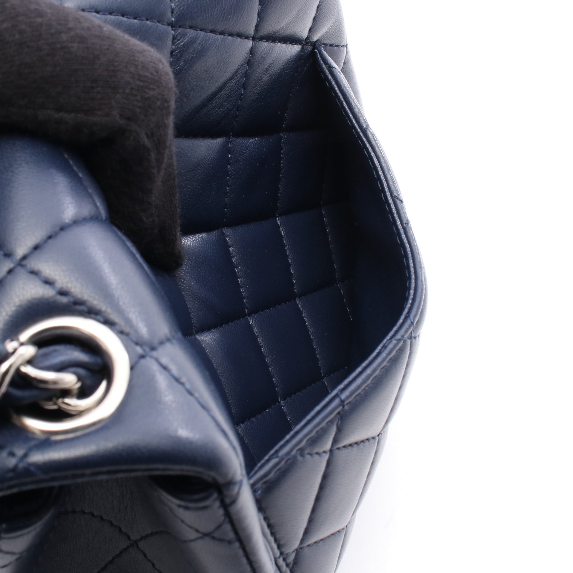 ミニマトラッセ チェーンショルダーバッグ レザー ネイビー シルバー金具 シャネル バッグ CHANEL