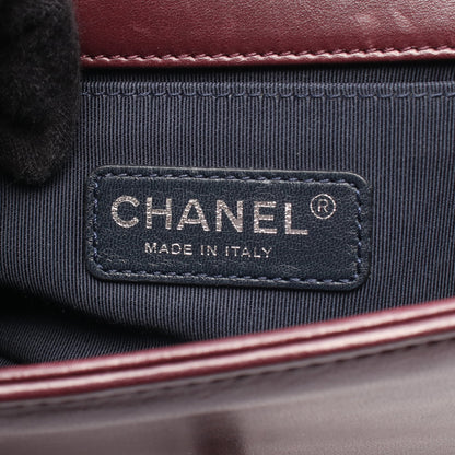 ボーイシャネル スモール チェーンショルダーバッグ ベロア ツイード ボルドー ベージュ シルバー金具 シャネル バッグ CHANEL