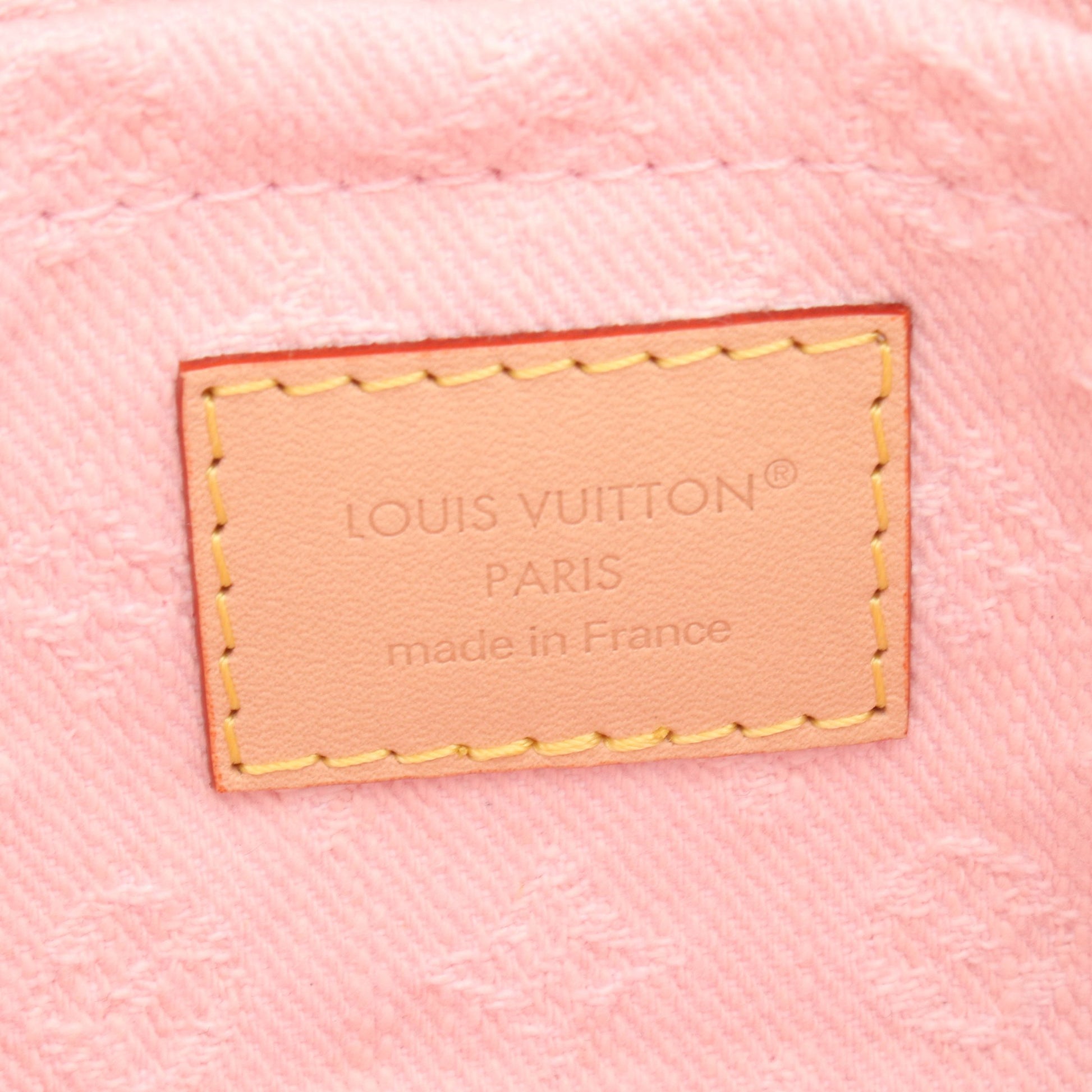 サンセット モノグラムデニム ウォッシュドピンク ショルダーバッグ デニム レザー ピンク バッグ LOUIS VUITTON