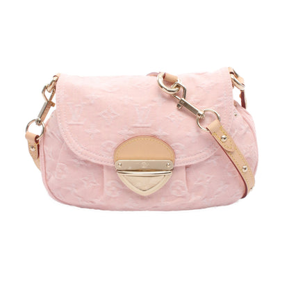サンセット モノグラムデニム ウォッシュドピンク ショルダーバッグ デニム レザー ピンク バッグ LOUIS VUITTON