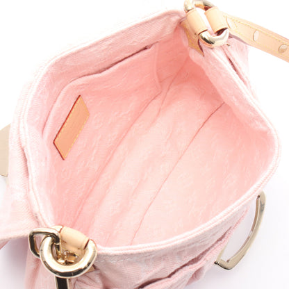 サンセット モノグラムデニム ウォッシュドピンク ショルダーバッグ デニム レザー ピンク バッグ LOUIS VUITTON