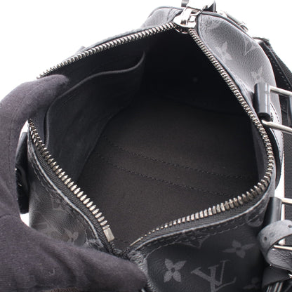 キーポル バンドリエール 25 モノグラムエクリプス ハンドバッグ PVC レザー ブラック グレー 2WAY ルイヴィトン バッグ LOUIS VUITTON