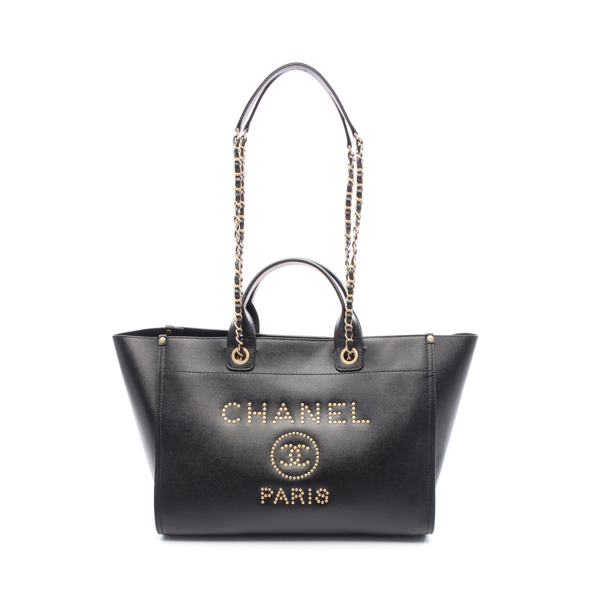 ドーヴィル チェーンショルダーバッグ チェーントートバッグ レザー ブラック ゴールド金具 2WAY シャネル バッグ CHANEL
