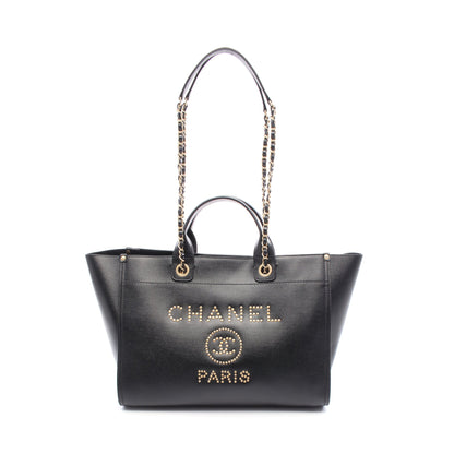 ドーヴィル チェーンショルダーバッグ チェーントートバッグ レザー ブラック ゴールド金具 2WAY シャネル バッグ CHANEL