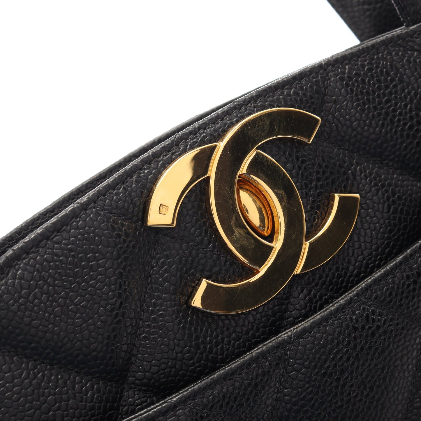 マトラッセ ハンドバッグ トートバッグ キャビアスキン ブラック ゴールド金具 シャネル バッグ CHANEL