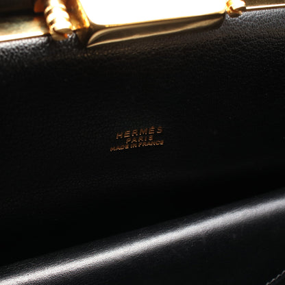 サックマレット スティール ハンドバッグ ボックスカーフ ブラック ゴールド金具 2WAY ○Y刻印 バッグ HERMES