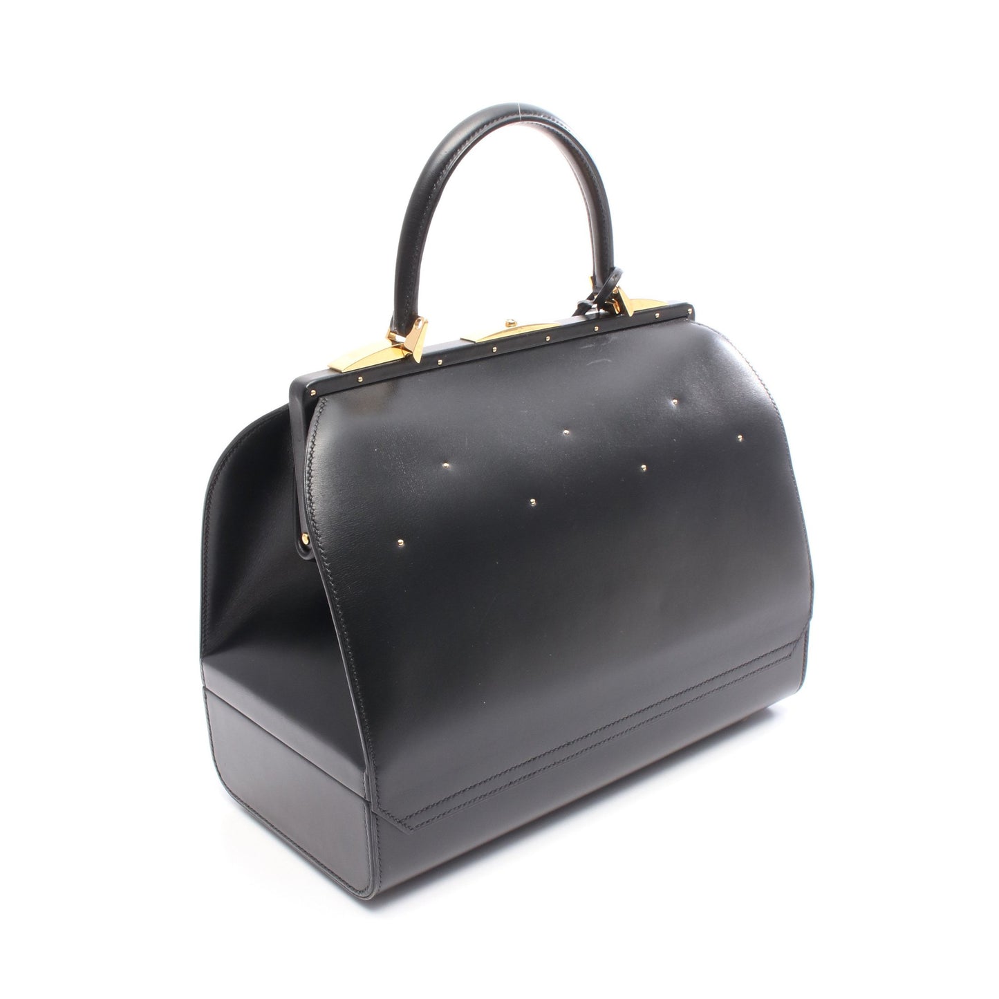 サックマレット スティール ハンドバッグ ボックスカーフ ブラック ゴールド金具 2WAY ○Y刻印 バッグ HERMES