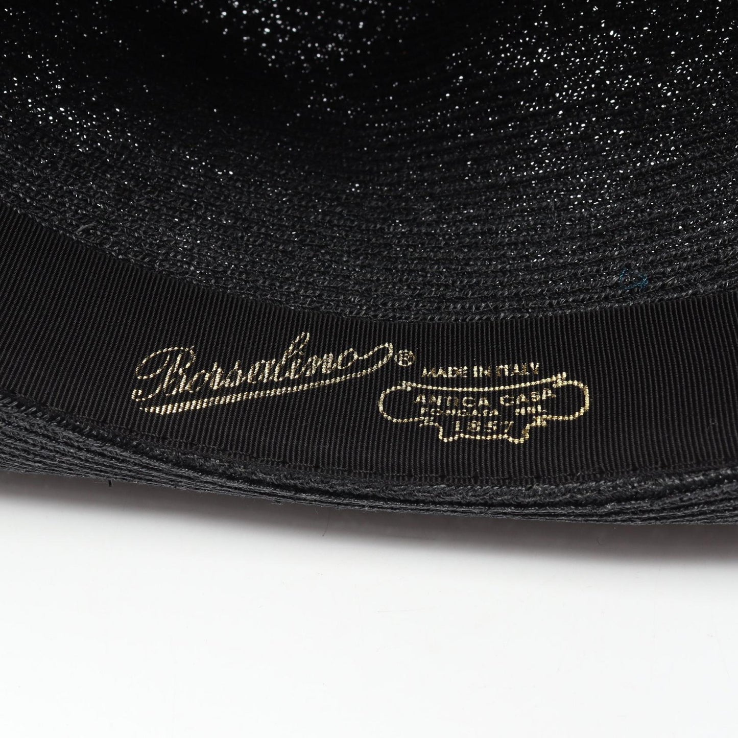 ハット 麦わら 帽子 ファブリック ブラック ボルサリーノ 財布・小物 Borsalino