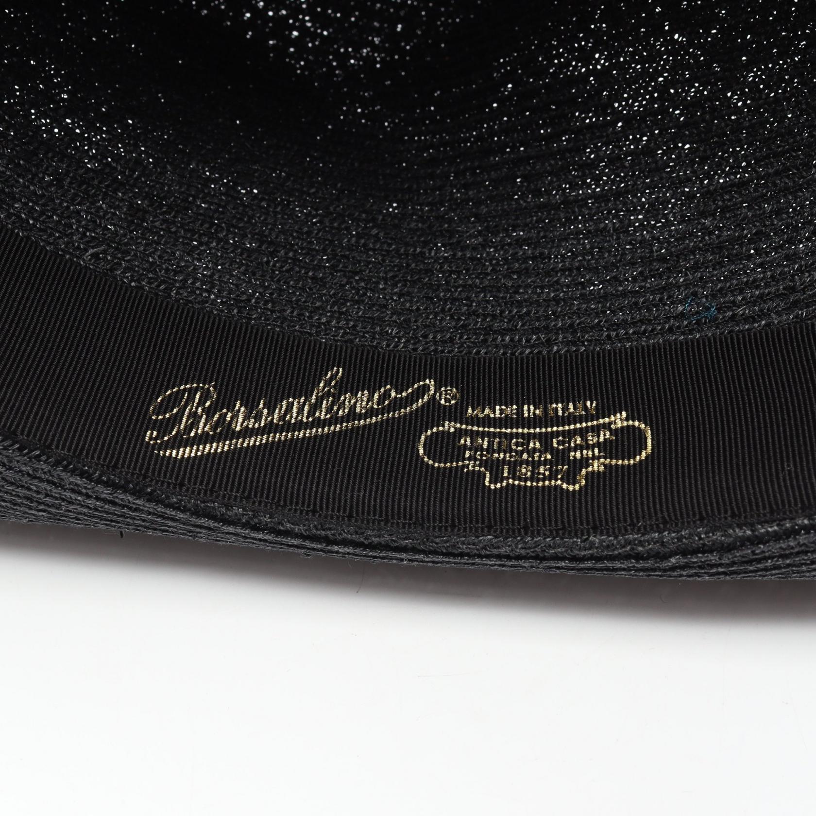 ハット 麦わら 帽子 ファブリック ブラック ボルサリーノ 財布・小物 Borsalino