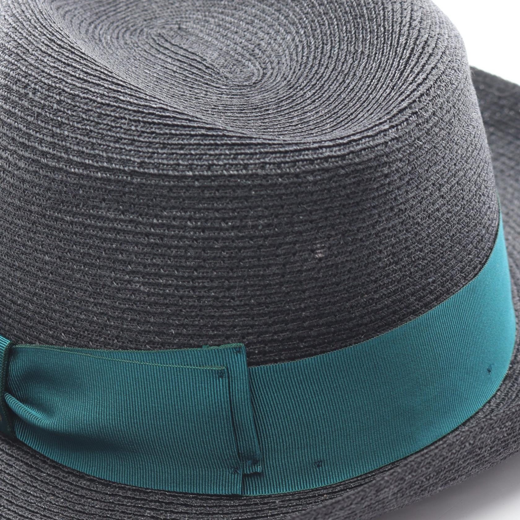 ハット 麦わら 帽子 ファブリック ブラック ボルサリーノ 財布・小物 Borsalino