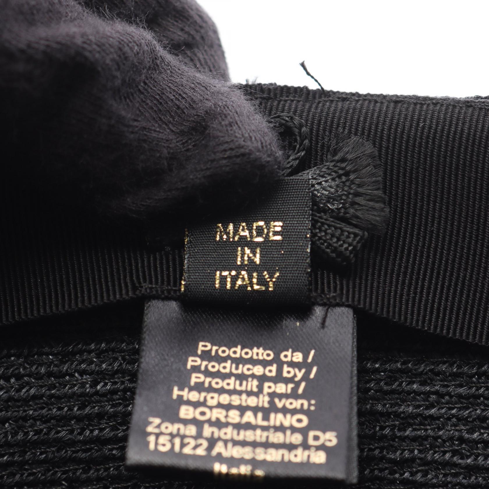 ハット 麦わら 帽子 ファブリック ブラック ボルサリーノ 財布・小物 Borsalino