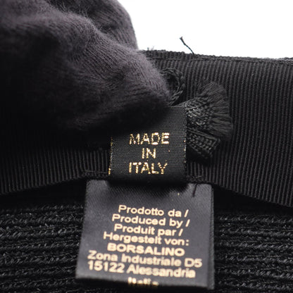 ハット 麦わら 帽子 ファブリック ブラック ボルサリーノ 財布・小物 Borsalino