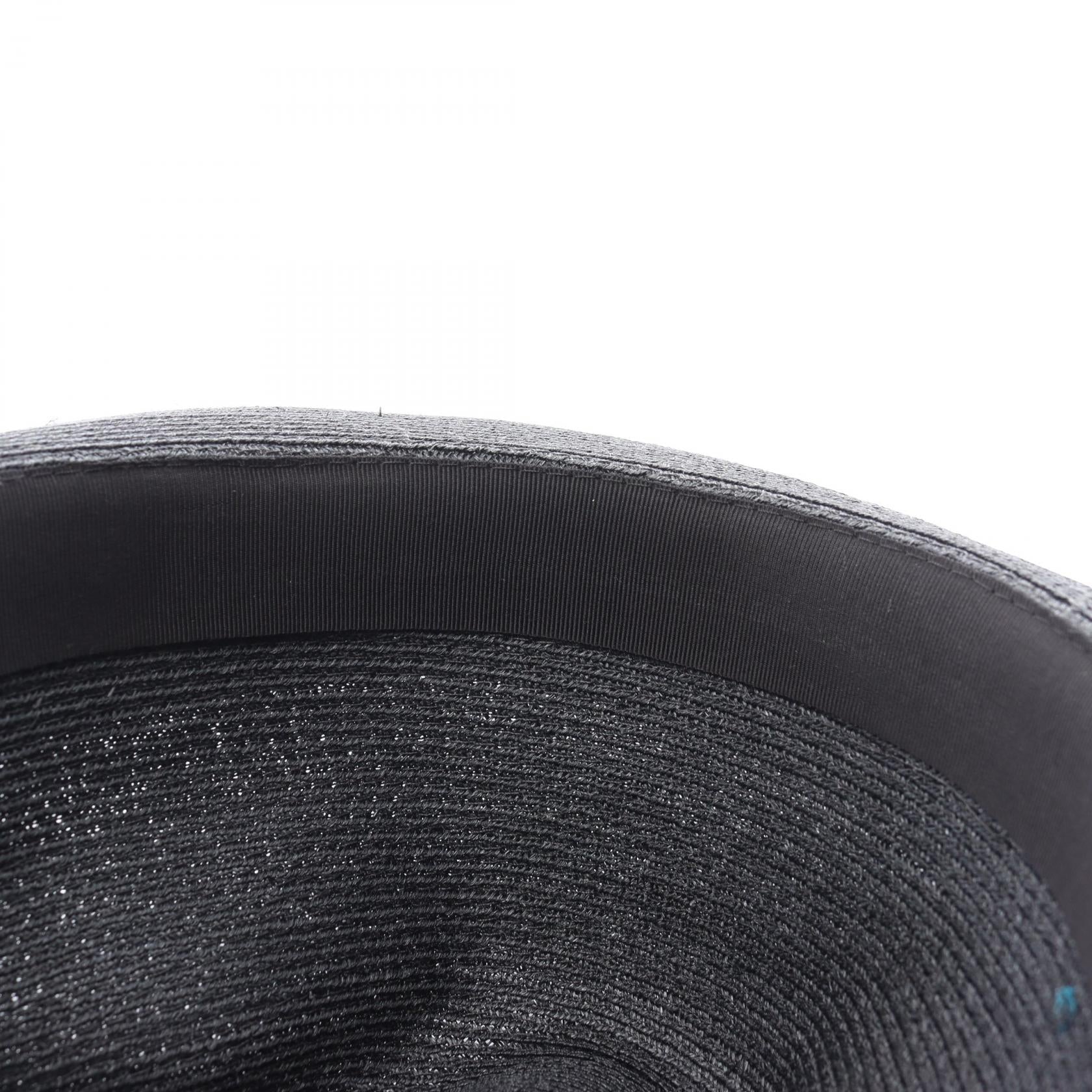 ハット 麦わら 帽子 ファブリック ブラック ボルサリーノ 財布・小物 Borsalino