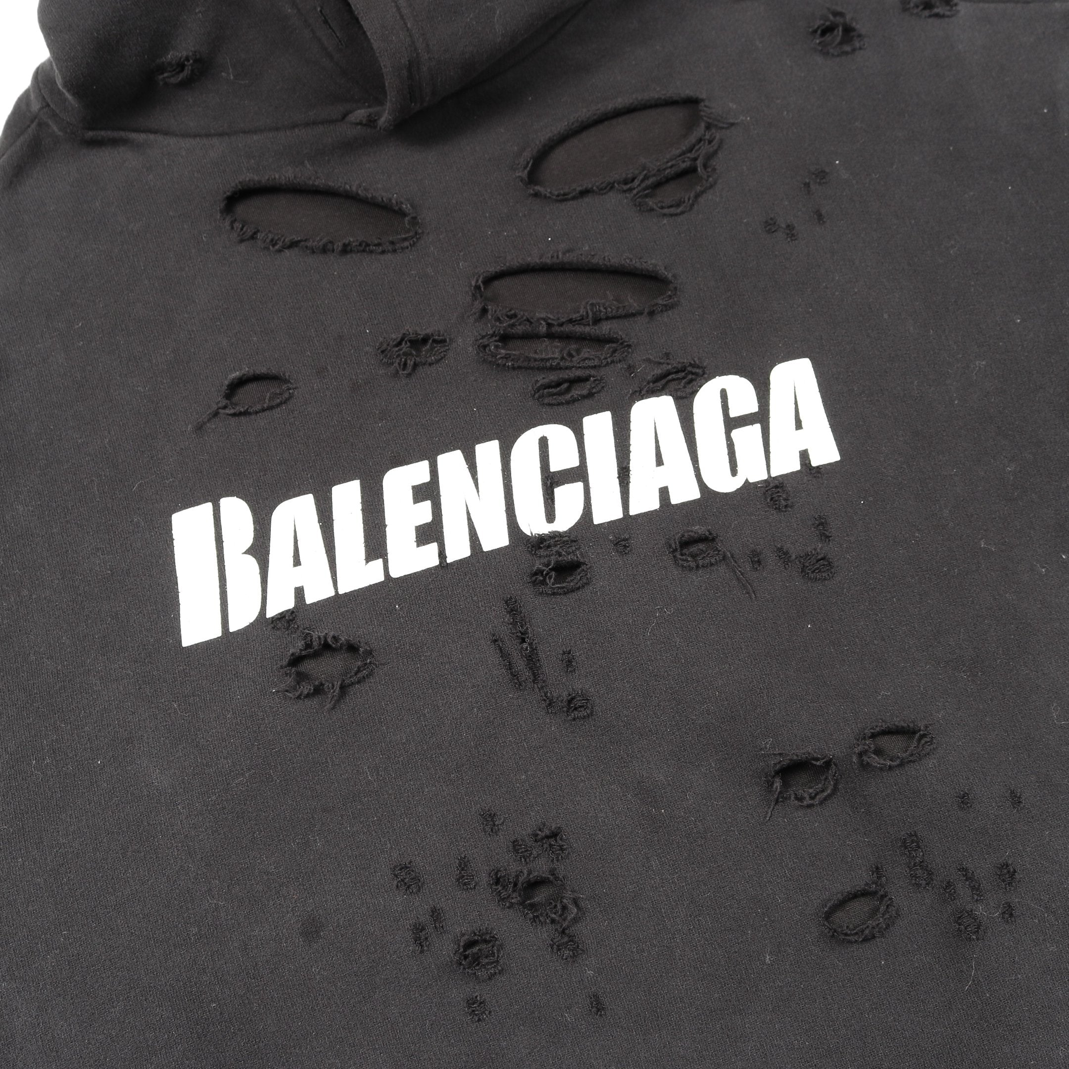 DESTROYED HOODIE フーディ プルオーバーパーカー コットン ブラック