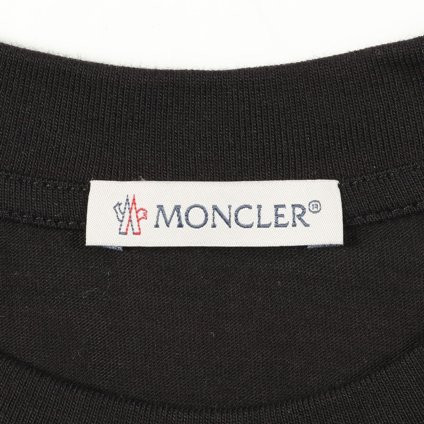 Tシャツ クルーネック 半袖 ロゴ刺繍 ビーズ コットン ブラック モンクレール トップス MONCLER