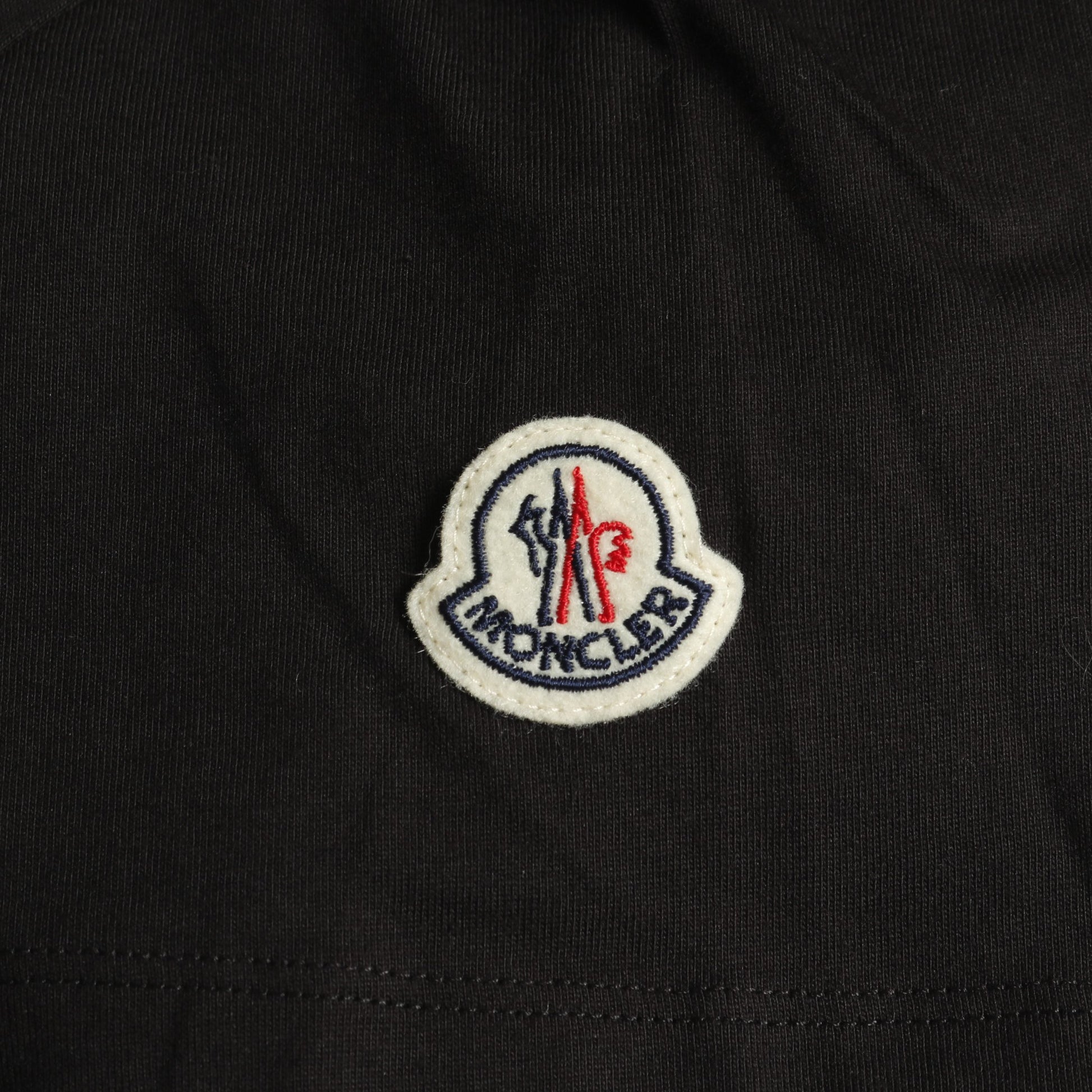 Tシャツ クルーネック 半袖 ロゴ刺繍 ビーズ コットン ブラック モンクレール トップス MONCLER