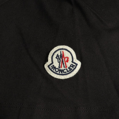 Tシャツ クルーネック 半袖 ロゴ刺繍 ビーズ コットン ブラック モンクレール トップス MONCLER